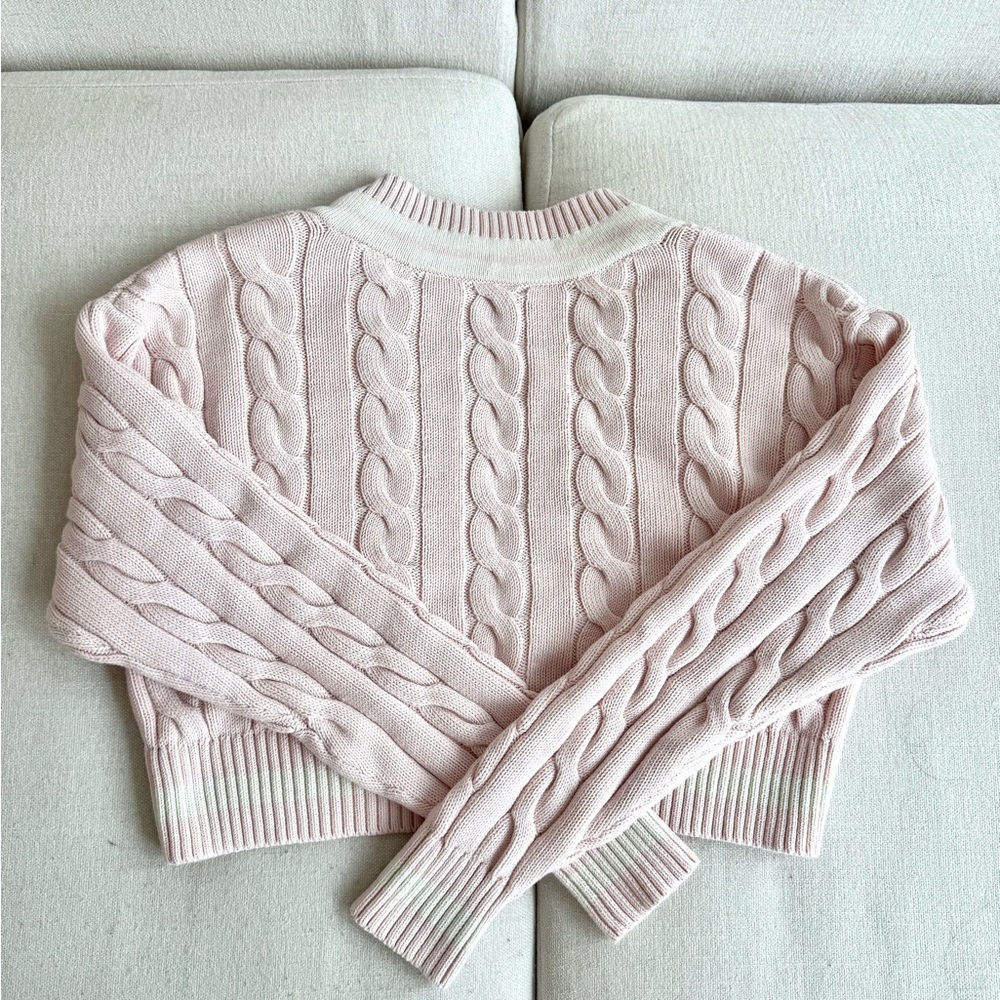 Aritzia TNA Varsity Cable-Knit Cropped Sweater β XS - Picture 8 of 9